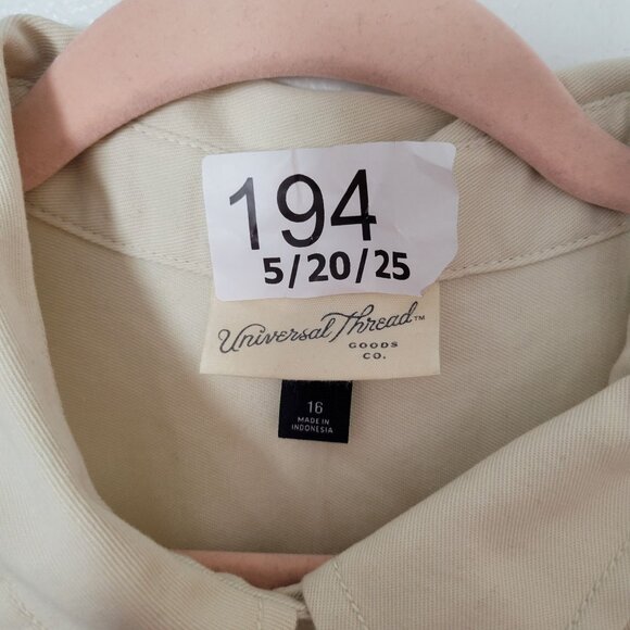 Universal Thread Womens Beige Button-Front Jumpsuit Size 16 Short Sleeve Cotton - Picture 5 of 8